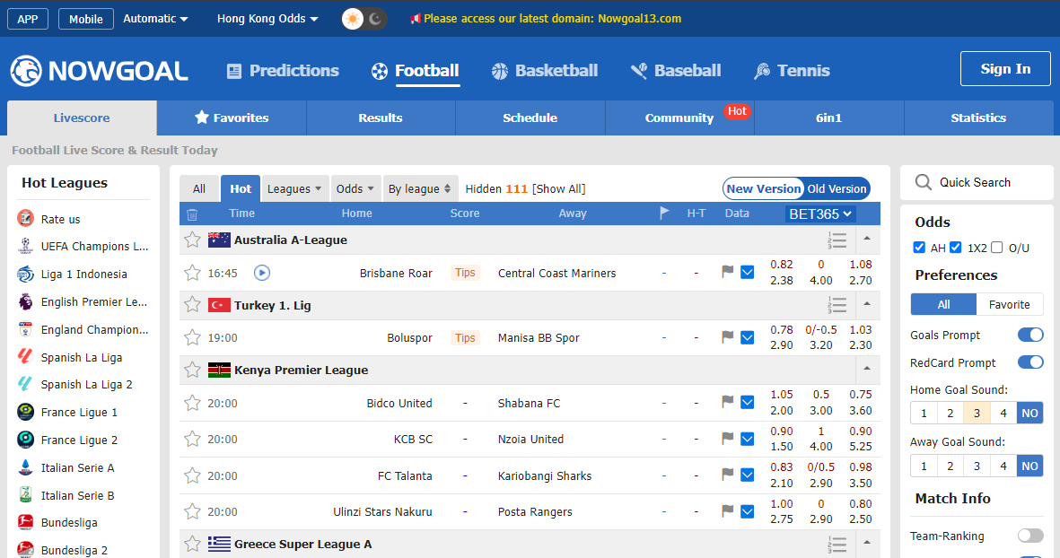 Nowgoal – Live Football Scores and Statistics